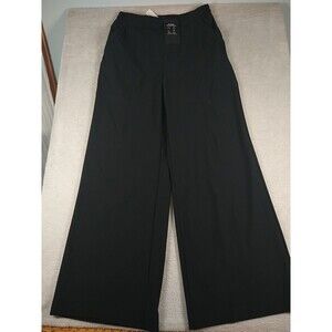 New Fabletics Downtown Wide Leg Pant-Tall Women's Large Black Zip pocket Wicking